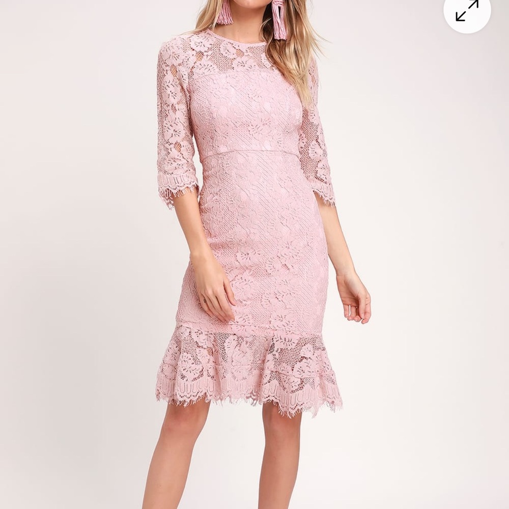 Dance With Me Blush Lace Bodycon Midi Dress Sz XS Romantic Flirty NWT